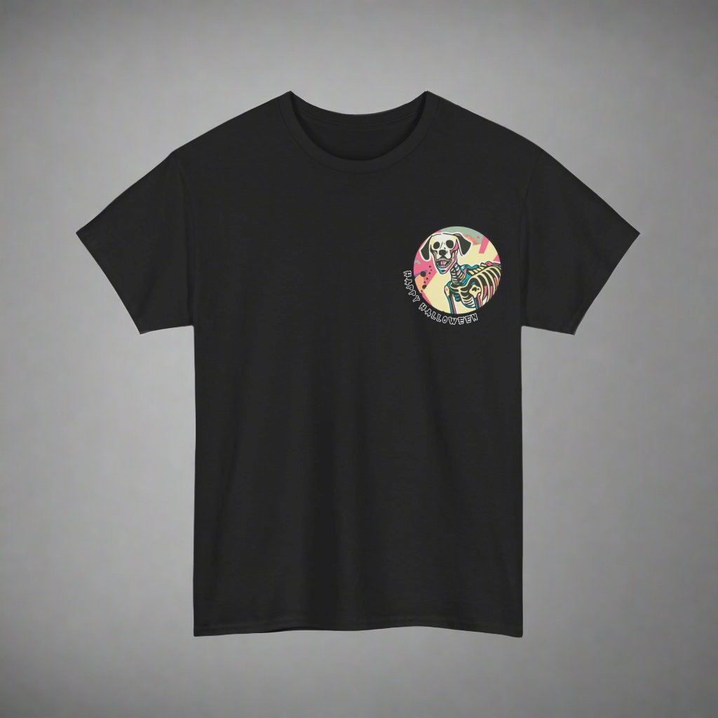 Happy Halloween Skeleton Dog - Retro : Unique Graphic Tee