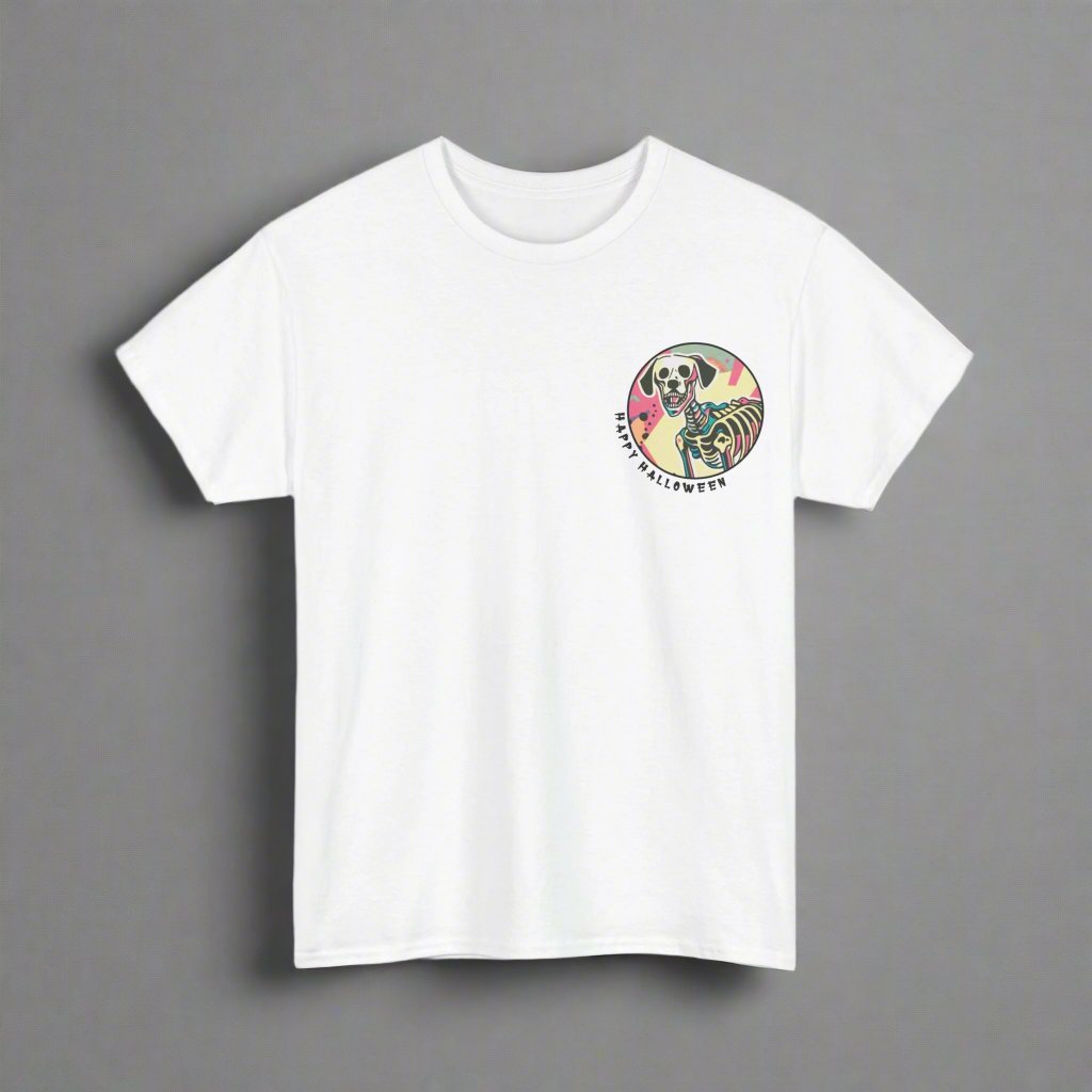 Happy Halloween Skeleton Dog - Retro : Unique Graphic Tee