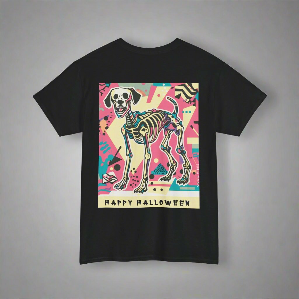 Happy Halloween Skeleton Dog - Retro : Unique Graphic Tee
