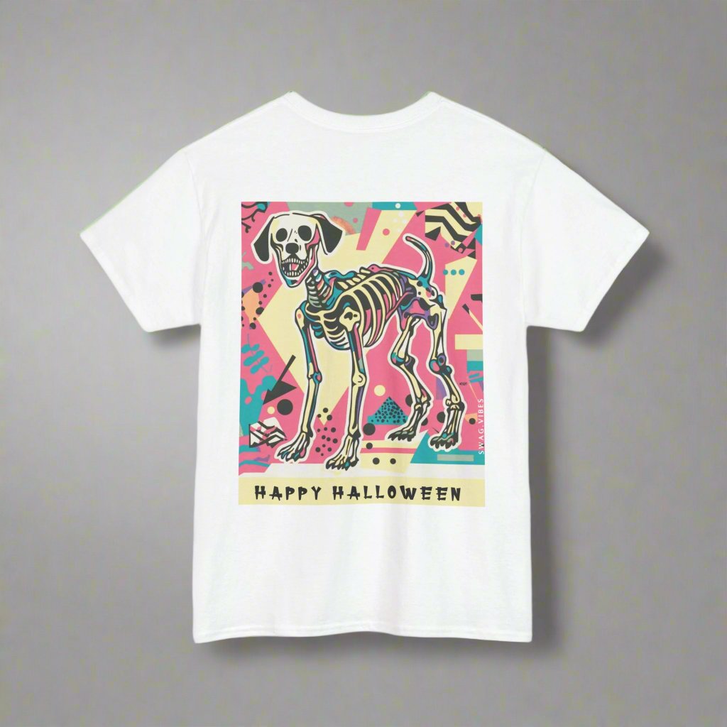 Happy Halloween Skeleton Dog - Retro : Unique Graphic Tee