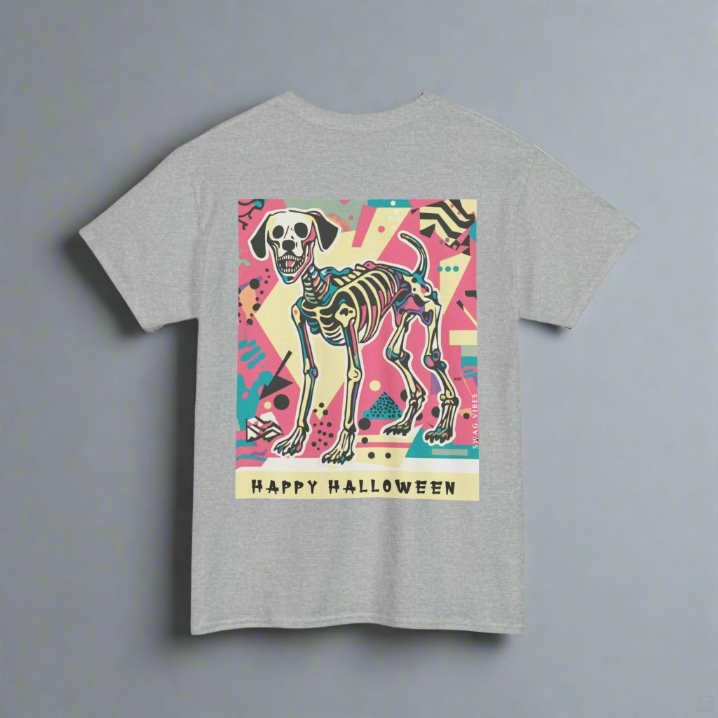 Happy Halloween Skeleton Dog - Retro : Unique Graphic Tee