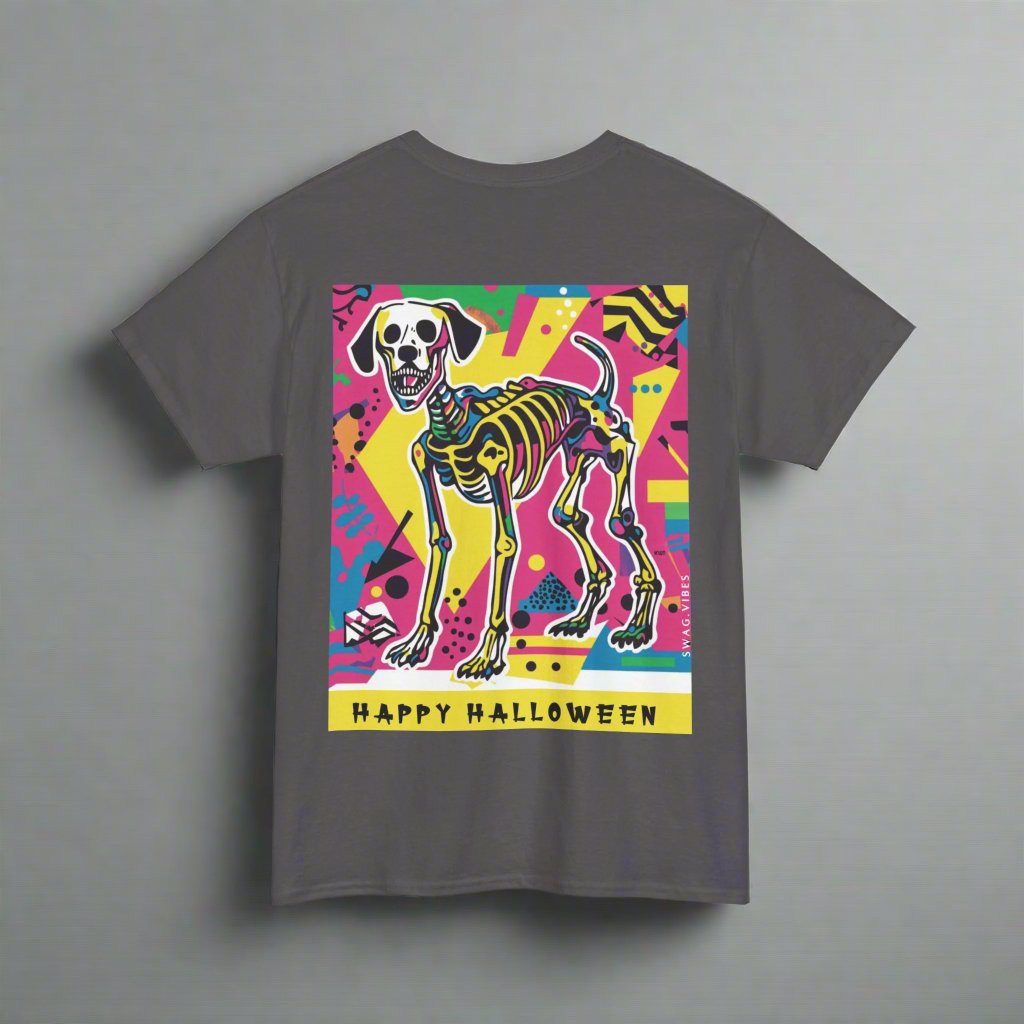 Happy Halloween Skeleton Dog - Pop -  Unique Graphic Tee