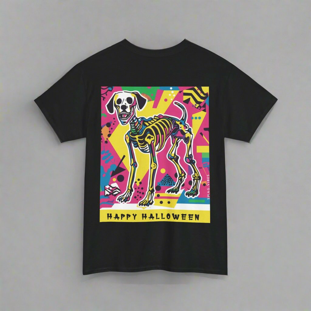 Happy Halloween Skeleton Dog - Pop -  Unique Graphic Tee