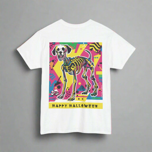 Happy Halloween Skeleton Dog - Pop -  Unique Graphic Tee