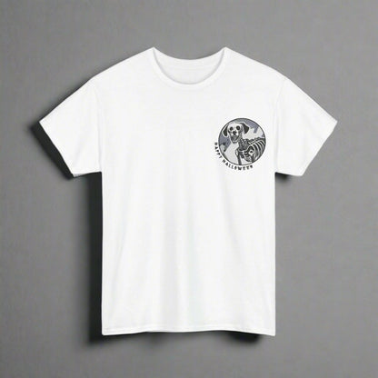 Happy Halloween Skeleton Dog - Mono : Unique Graphic Tee